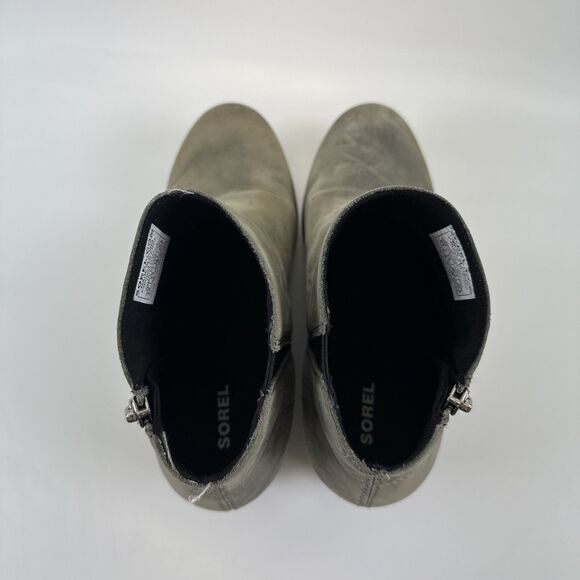 Sorel Joan of Arctic Wedge II Leather Gray Zip Waterproof NL3364-052 Womens 9.5 - Picture 5 of 13